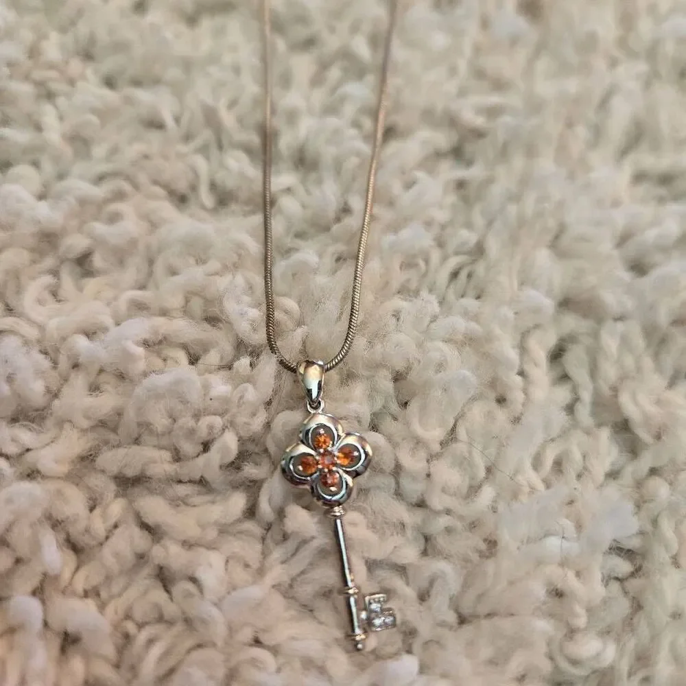 Sterling Silver Key Rhinestone Necklace India